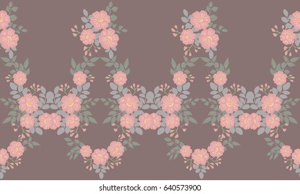 Seamless folk border in small wild flowers. Liberty style millefleurs. Floral meadow background for textile, wallpaper, covers, surface, print, gift wrap, scrapbooking, decoupage. Rustic chic