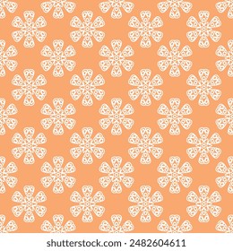 Seamless folk mandala and motif pattern for wallpaper, tile, textile, carpet, bag, shirt and cloth. peach and white repeat texture.