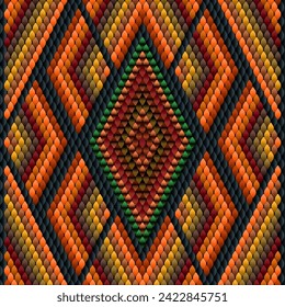 Seamless folk ornament, national pattern, ethnic embroidery in the traditions of the peoples of the world.