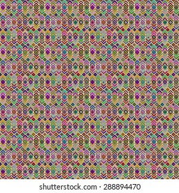 Seamless folk pattern in ethnic style, a bright structure of geometric ornamental forms.