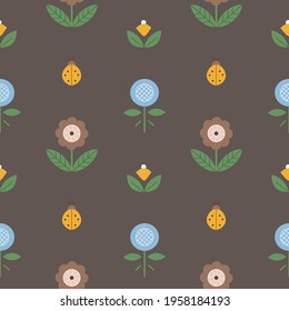 Patrón folk sin foco con flores.  Papel tapiz para tela, textil, vivero
