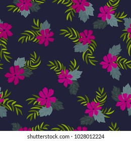 Seamless folk pattern in small wild flowers. Country style millefleurs. Floral meadow background for textile, wallpaper, pattern fills, covers, surface, print, gift wrap, scrapbooking, decoupage.