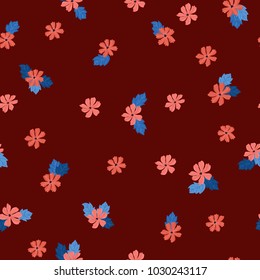 Seamless folk pattern in small wild flowers. Country style millefleurs. Floral meadow background for textile, wallpaper, pattern fills, covers, surface, print, gift wrap, scrapbooking, decoupage.