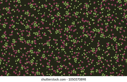 Seamless folk pattern in small wild flowers of clover. Country style. Floral meadow background for textile, wallpaper, pattern fills, covers, surface, print, gift wrap, scrapbooking, decoupage.