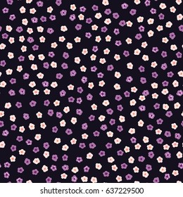Seamless folk pattern in small wild flowers. Country style millefleurs. Floral meadow background for textile, wallpaper, pattern fills, covers, surface, print, gift wrap, scrapbooking, decoupage.