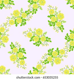 Seamless folk pattern in small wild flowers. Country style millefleurs. Floral meadow background for textile, wallpaper, pattern fills, covers, surface, print, gift wrap, scrapbooking, decoupage.