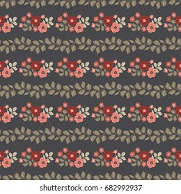 Seamless folk pattern in small wild flowers. Country style millefleurs. Floral meadow background for textile, wallpaper, pattern fills, covers, surface, print, gift wrap, scrapbooking, decoupage.