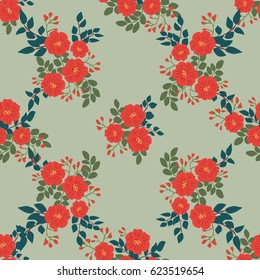Seamless folk pattern in small wildflowers. Country style millefleurs. Floral meadow background for textile, wallpaper, pattern fills, covers, surface, print, gift wrap, scrapbooking, decoupage.
