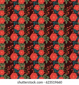 Seamless folk pattern in small wildflowers. Country style millefleurs. Floral meadow background for textile, wallpaper, pattern fills, covers, surface, print, gift wrap, scrapbooking, decoupage.