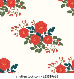 Seamless folk pattern in small wildflowers. Country style millefleurs. Floral meadow background for textile, wallpaper, pattern fills, covers, surface, print, gift wrap, scrapbooking, decoupage.