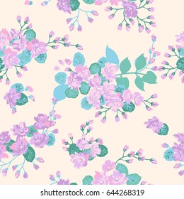 Seamless folk pattern in wild flowers. Country style. Floral meadow background for textile, wallpaper, pattern fills, covers, surface, print, gift wrap, scrapbooking, decoupage.
