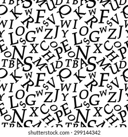 Seamless font pattern. Abstract vector background. School collection. Black on white. Backgrounds & textures shop.