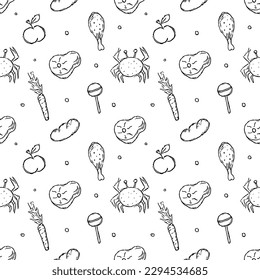 Seamless food background. Drawing food pattern