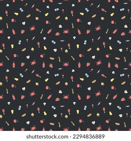Seamless food background. Drawing food pattern
