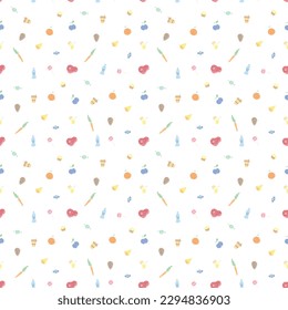 Seamless food background. Drawing food pattern