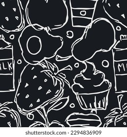 Seamless food background. Drawing food pattern