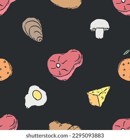 El fondo de la comida es impecable. Patrón de los alimentos