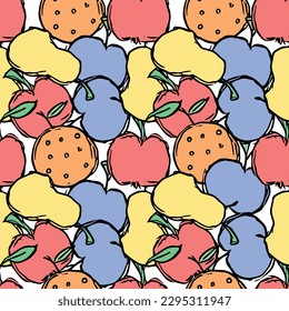 Seamless food background. Drawing food pattern