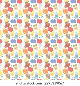 Seamless food background. Drawing food pattern