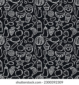 Seamless food background. Drawing food pattern