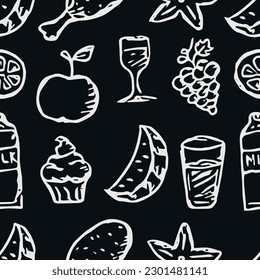 Seamless food background. Drawing food pattern