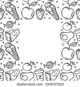 seamless food frame. vector food background
