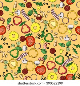 Seamless food ingredients vector pattern. For your design