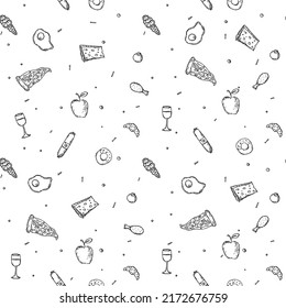 Seamless food pattern. Food background. Doodle vector illustration with food icon