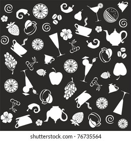 seamless food pattern. black ornament vector