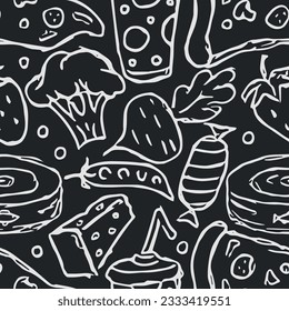 Seamless food pattern. Doodle food background