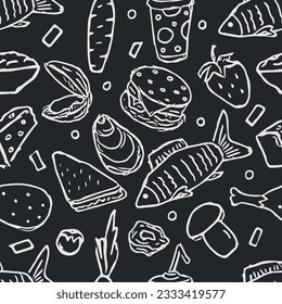 Patrón de comida sin foco. Fondo de alimentos para perros