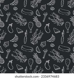 Seamless food pattern. Doodle food background