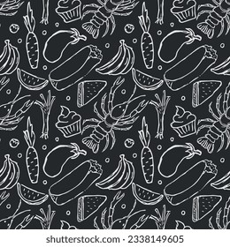 Seamless food pattern. Doodle food background