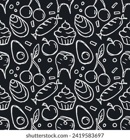 Seamless food pattern. Doodle food background