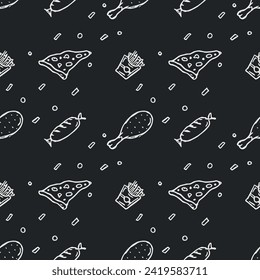 Seamless food pattern. Doodle food background