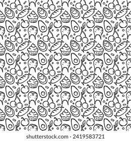 Seamless food pattern. Doodle food background