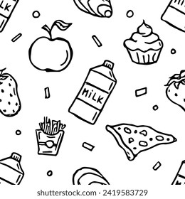 Patrón de comida sin foco. Fondo de alimentos para perros