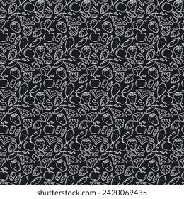 Seamless food pattern. Doodle food background