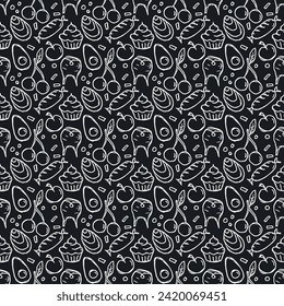 Seamless food pattern. Doodle food background