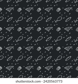 Seamless food pattern. Doodle food background