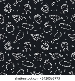 Seamless food pattern. Doodle food background