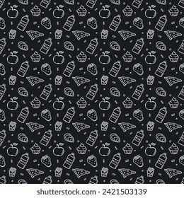 Seamless food pattern. Doodle food background