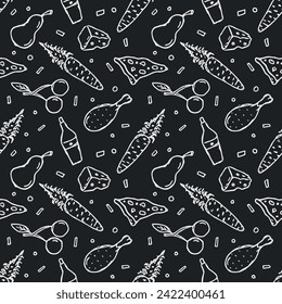 Seamless food pattern. Doodle food background