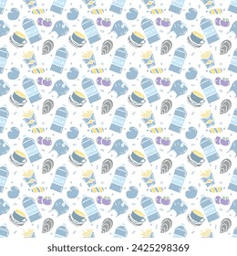 Seamless food pattern. Doodle food background
