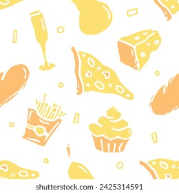 Seamless food pattern. Doodle food background