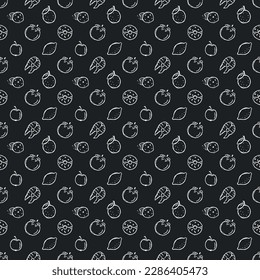Seamless food pattern. Doodle vector food illustration.  Hand-drawn food background