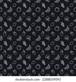 Seamless food pattern. Doodle vector food illustration.  Hand-drawn food background