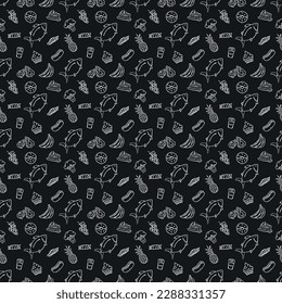 Seamless food pattern. Doodle vector food illustration.  Hand-drawn food background