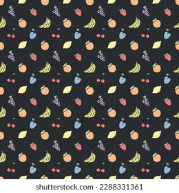 Seamless food pattern. Doodle vector food illustration.  Hand-drawn food background