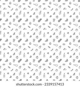 Seamless food pattern. Drawn food background